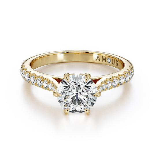 Round Brilliant six claw with pavé shoulders