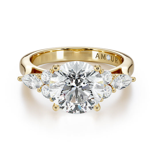 Round Brilliant Cut with Brilliant & Marquise Cut Shoulder Stones