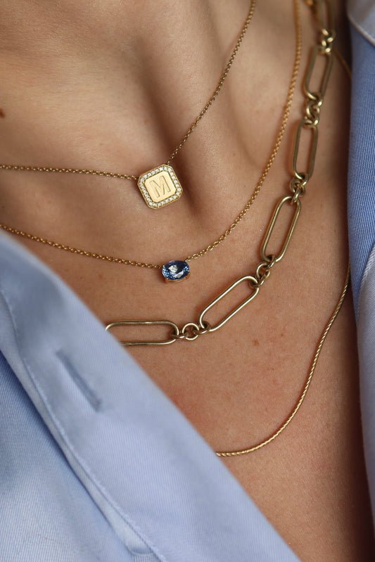 Letter Necklace - Round Brilliant Diamond