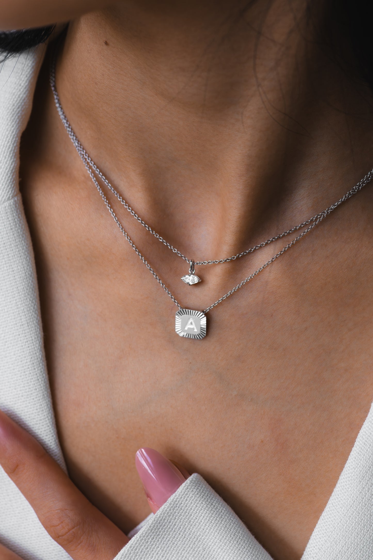 Letter Necklace - Fluted Edge