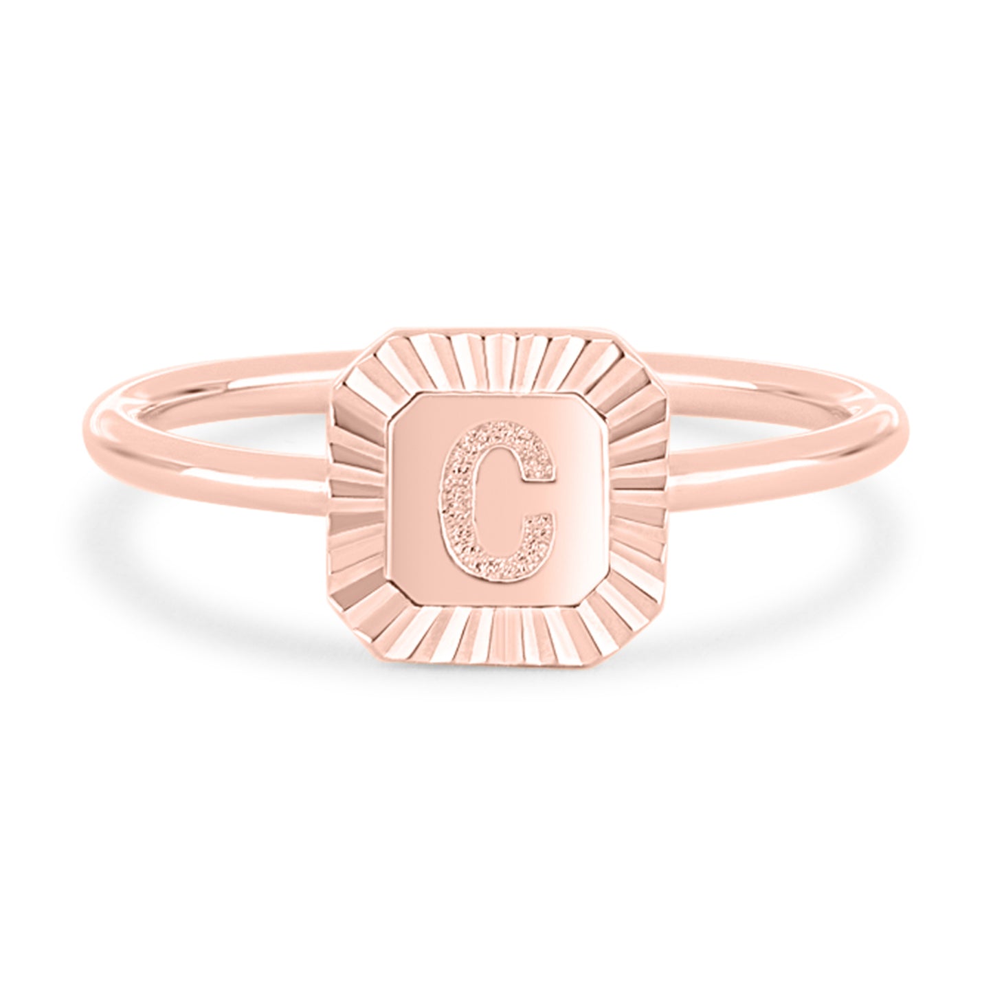 Letter Ring - Fluted Edge Diamond