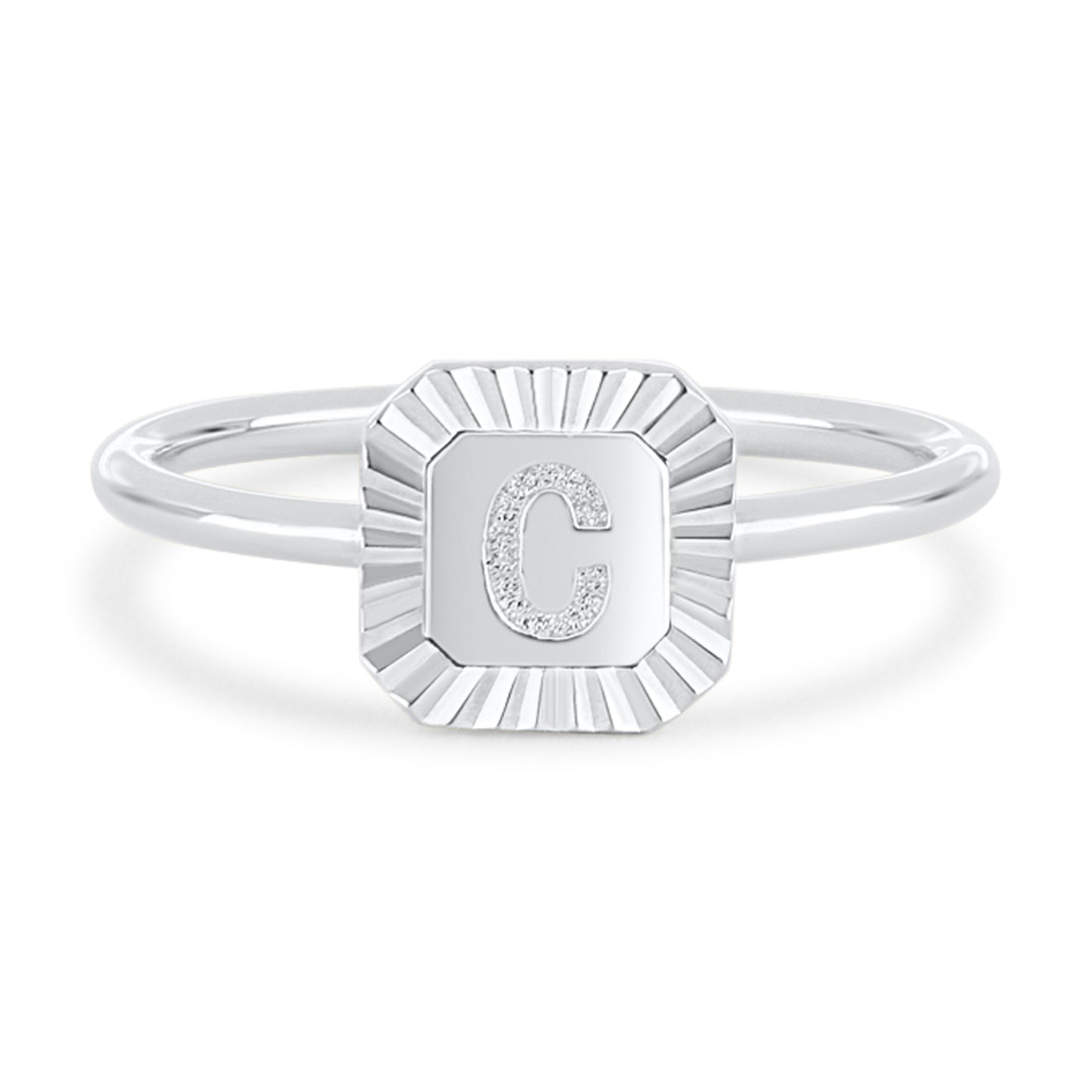 Letter Ring - Fluted Edge Diamond