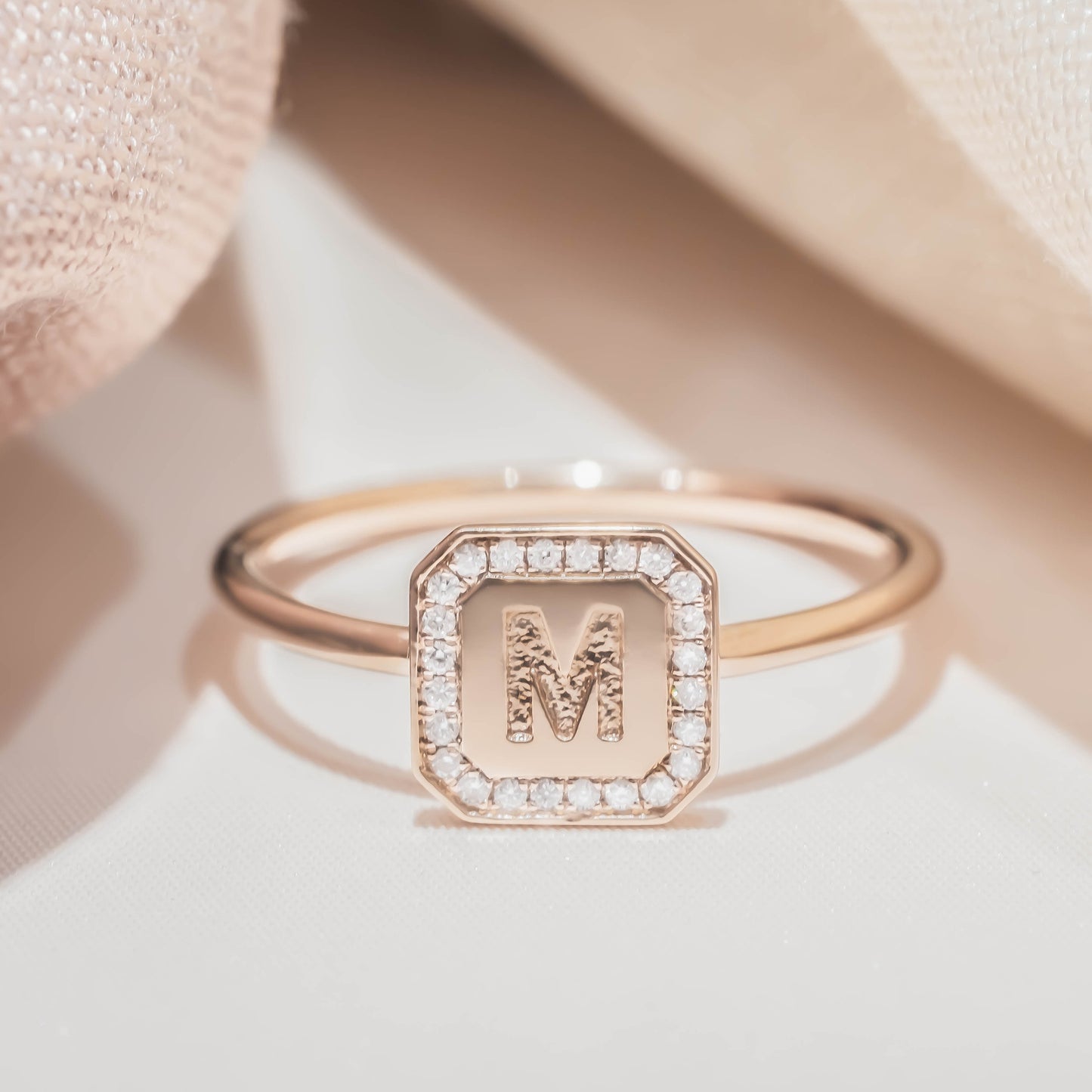 Letter Ring - Round Brilliant Diamond