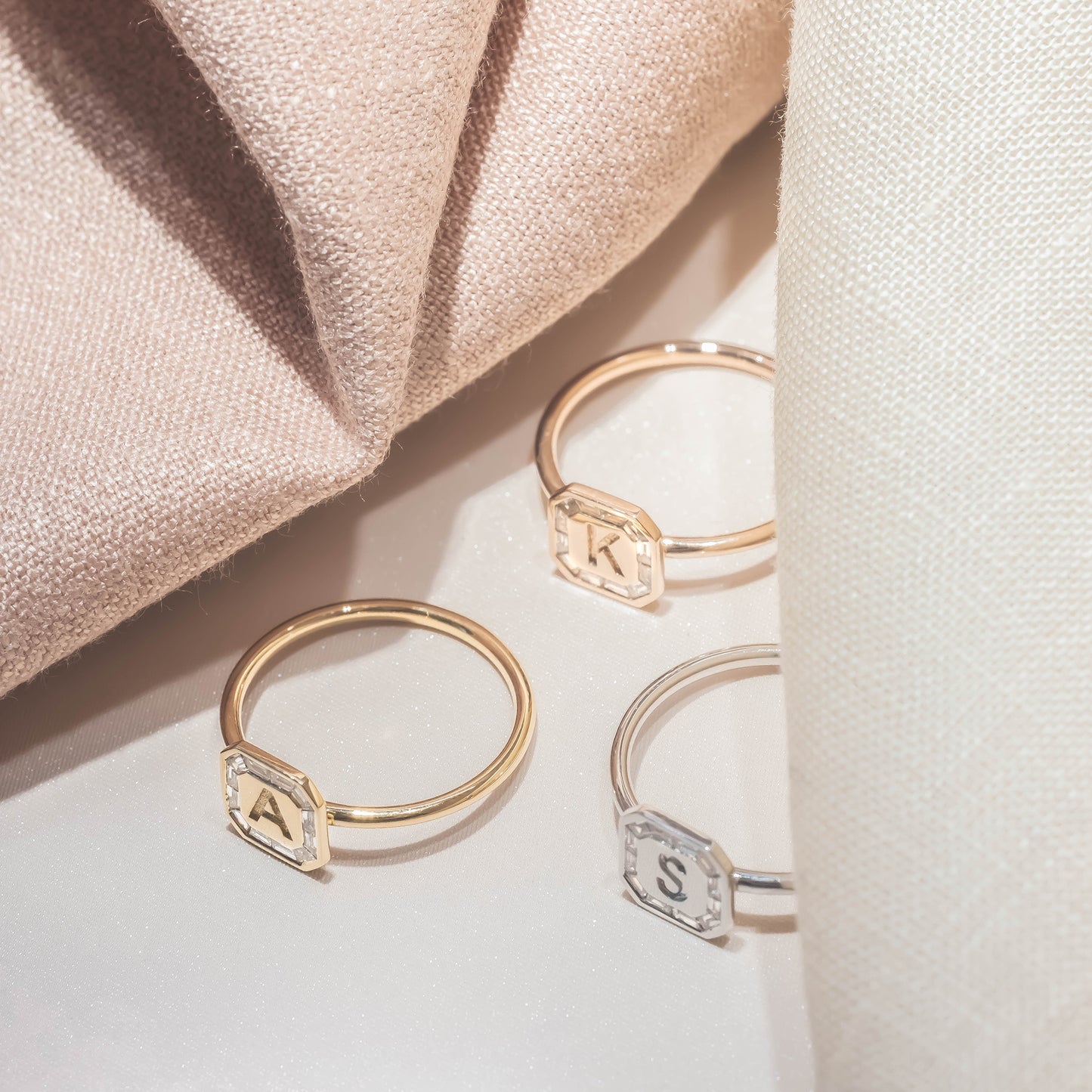 Letter Ring - Baguette Diamond