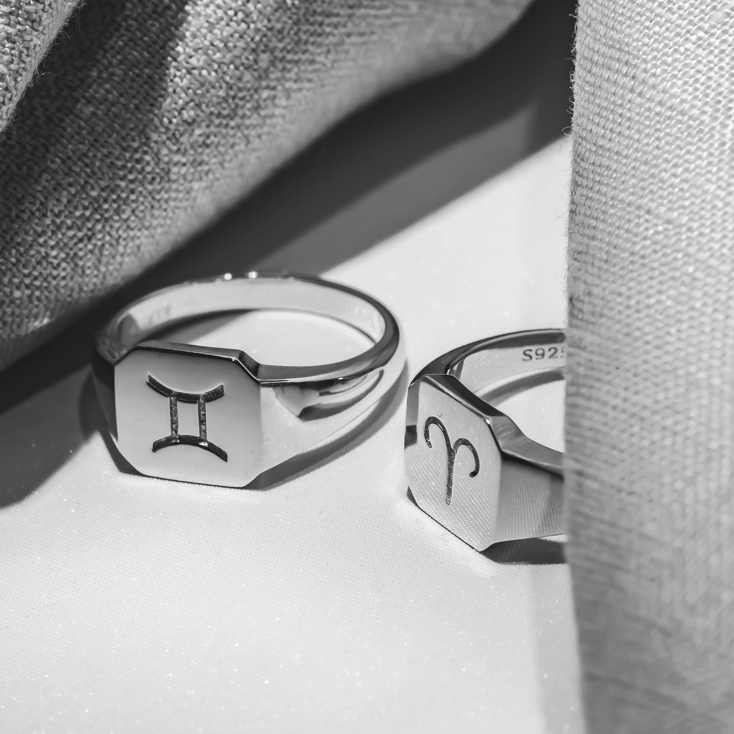 Zodiac Sign Signet Ring - Sterling Silver