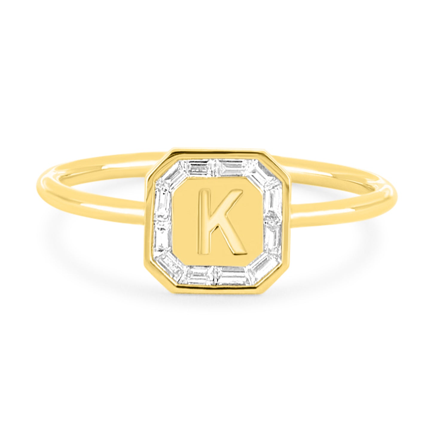 Letter Ring - Baguette Diamond