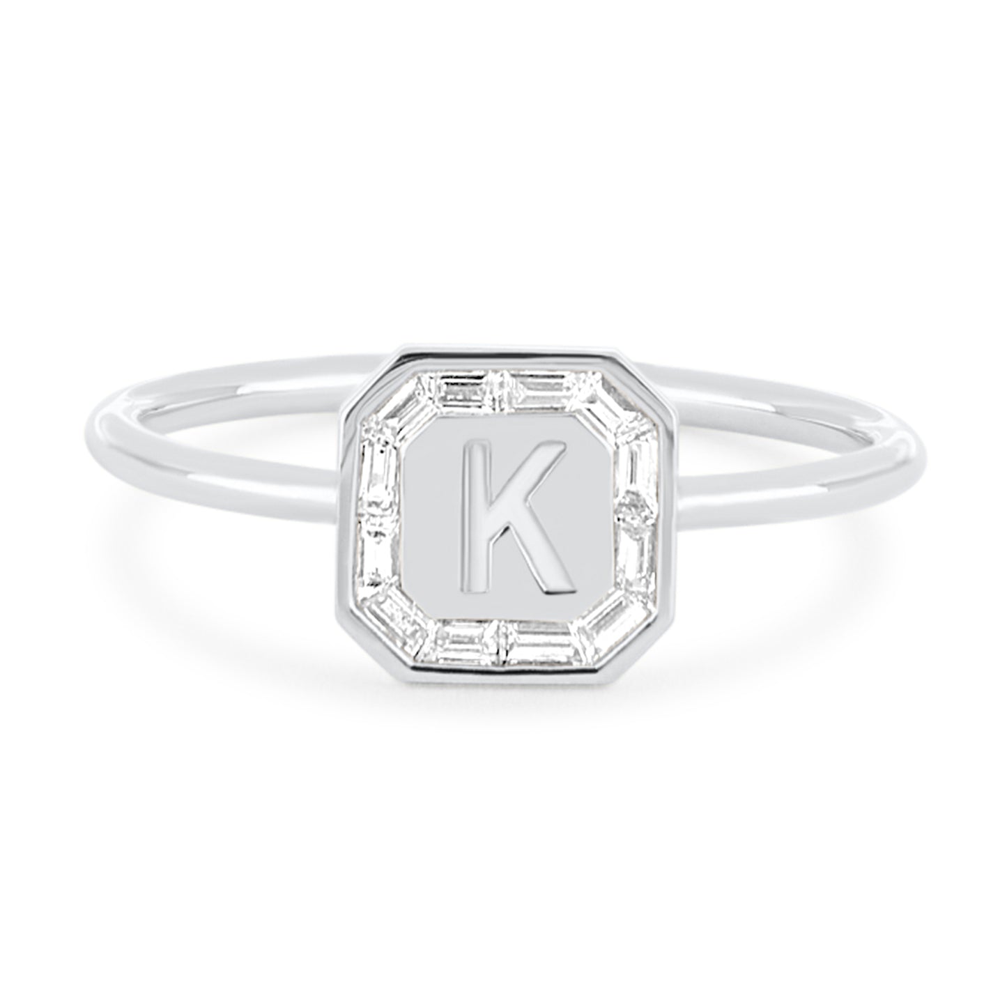Letter Ring - Baguette Diamond