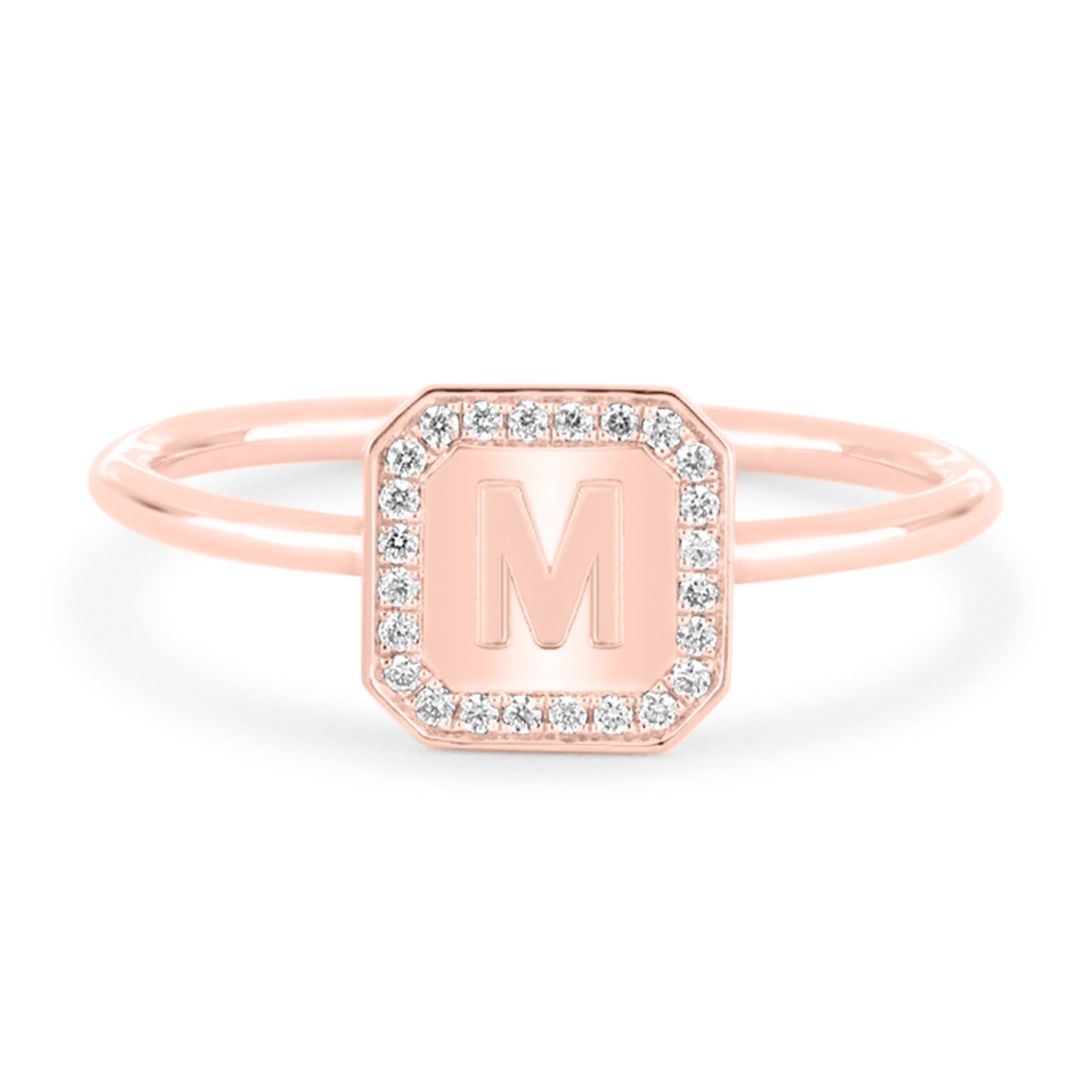 Letter Ring - Round Brilliant Diamond