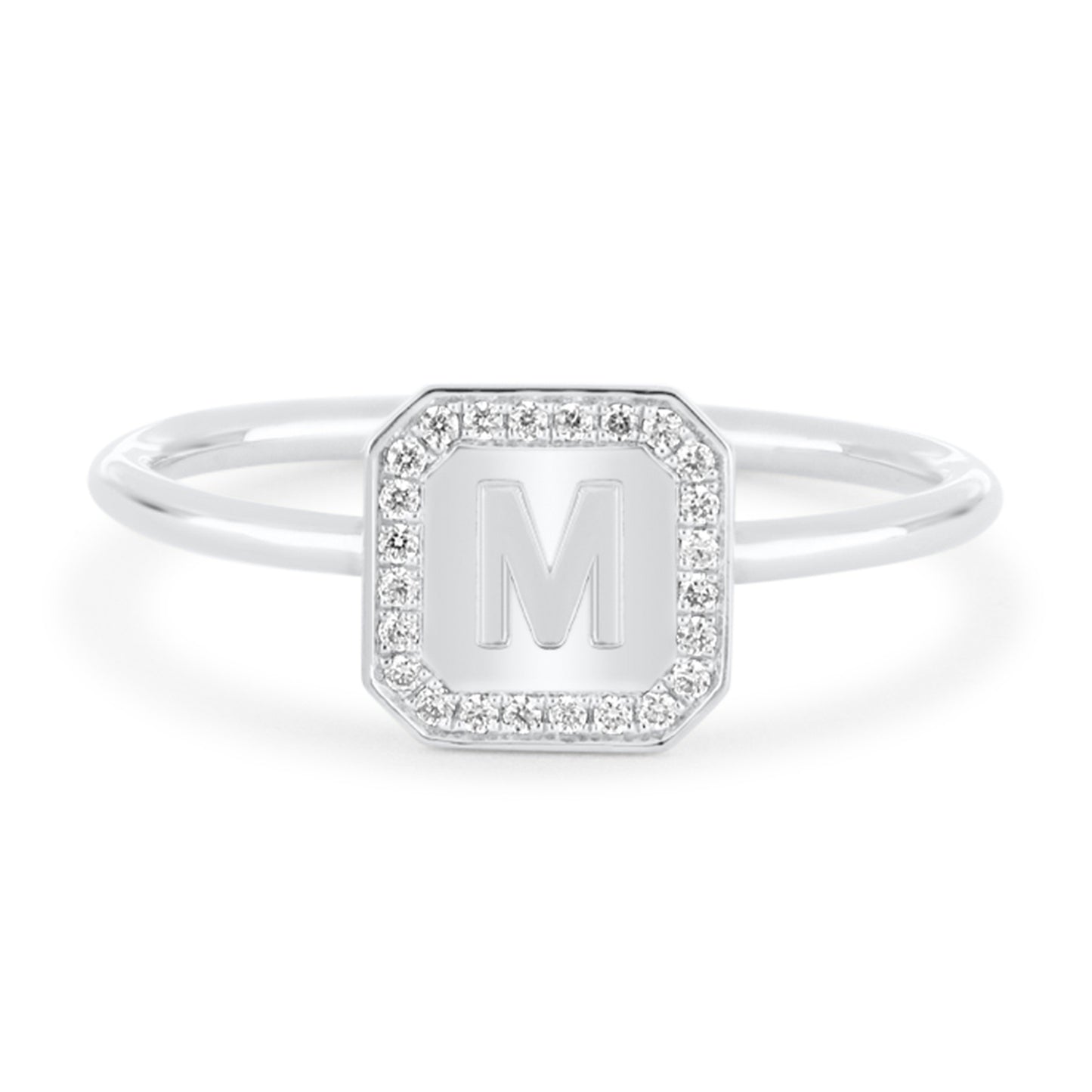 Letter Ring - Round Brilliant Diamond