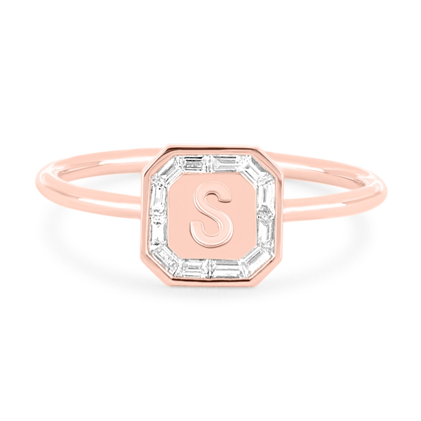 Letter Ring - Baguette Diamond