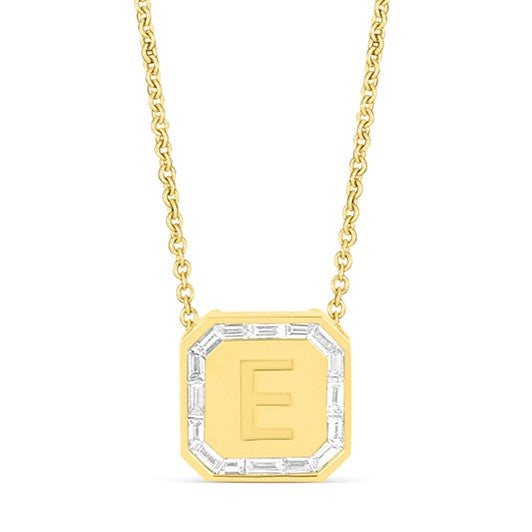 Letter Necklace - Baguette Diamond