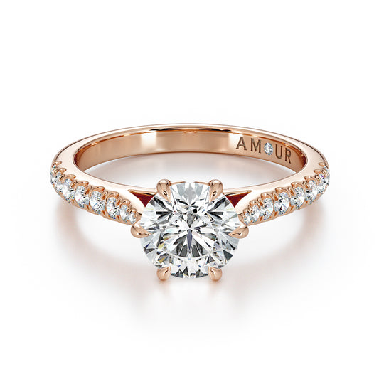 Round Brilliant six claw with pavé shoulders