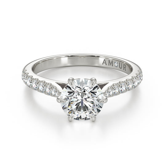 Round Brilliant six claw with pavé shoulders
