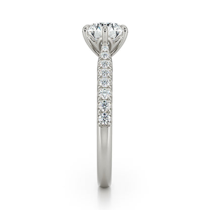Brilliant Cut Floral Six Claw with pave set cathedral shoulders