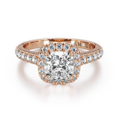 Cushion Cut With Pave Set Halo And Band