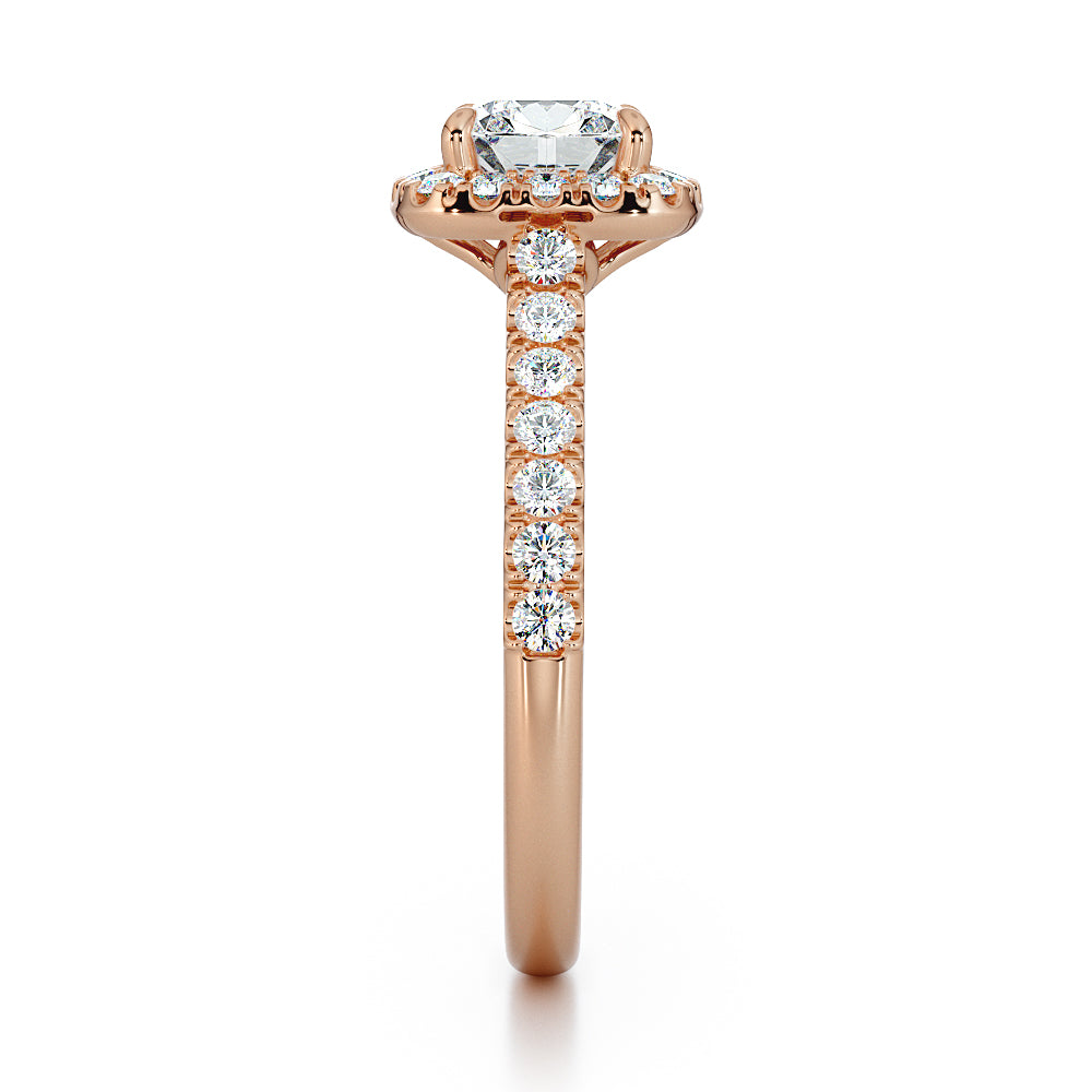 Cushion Cut With Pave Set Halo And Band