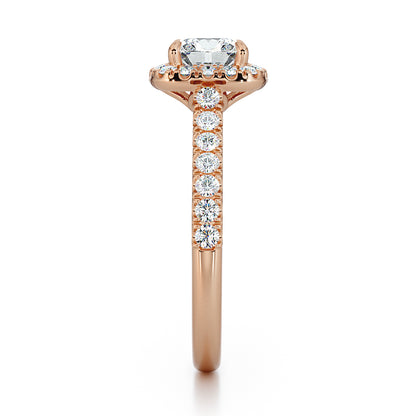 Cushion Cut With Pave Set Halo And Band