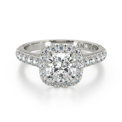 Cushion Cut With Pave Set Halo And Band