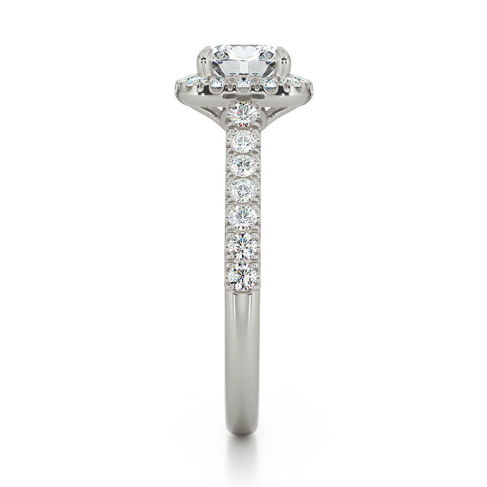 Cushion Cut With Pave Set Halo And Band