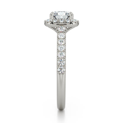Cushion Cut With Pave Set Halo And Band