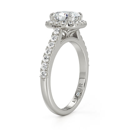 Cushion Cut With Pave Set Halo And Band