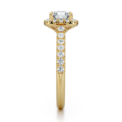 Cushion Cut With Pave Set Halo And Band