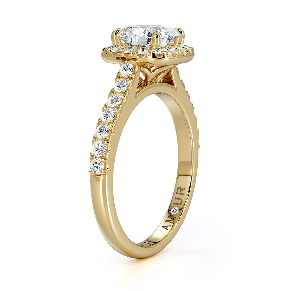 Cushion Cut With Pave Set Halo And Band