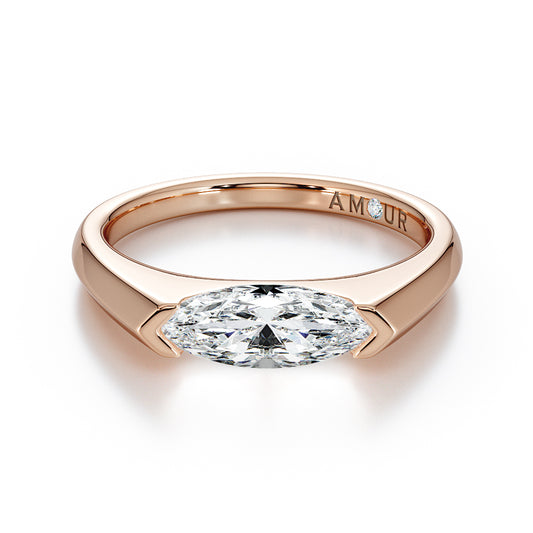 Knife Edge Half Bezel Set Marquise Cut Diamond