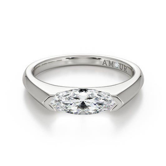 Knife Edge Half Bezel Set Marquise Cut Diamond