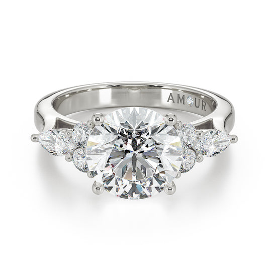 Round Brilliant Cut with Brilliant & Marquise Cut Shoulder Stones