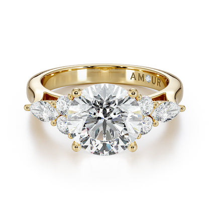 Round Brilliant Cut with Brilliant & Marquise Cut Shoulder Stones