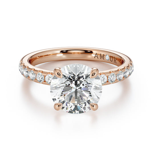 Round Brilliant Cut With Pave Set Diamond Shoulder Stones