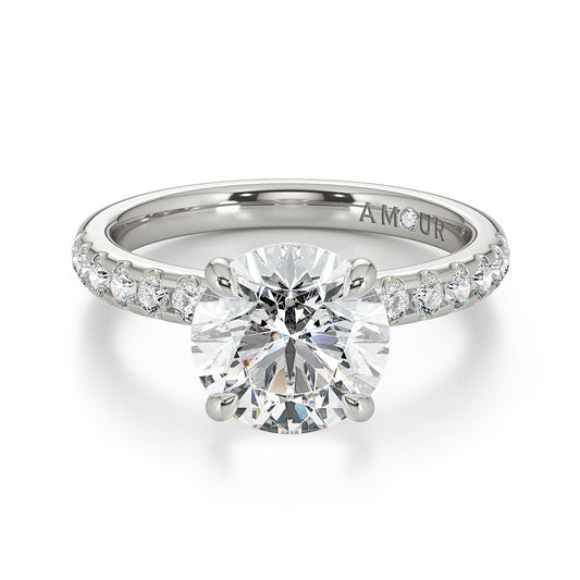 Round Brilliant Cut With Pave Set Diamond Shoulder Stones