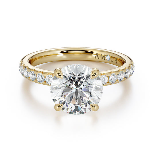 Round Brilliant Cut With Pave Set Diamond Shoulder Stones