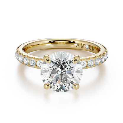 Round Brilliant Cut With Pave Set Diamond Shoulder Stones