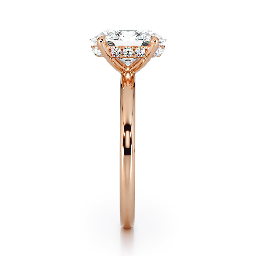 Four Claw Solitaire With Diamond Set Hidden Halo