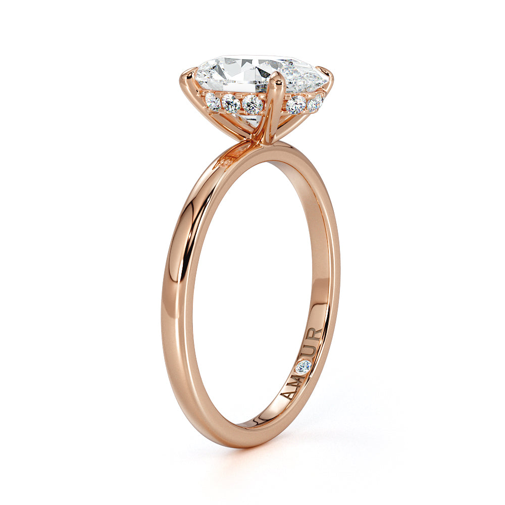 Four Claw Solitaire With Diamond Set Hidden Halo