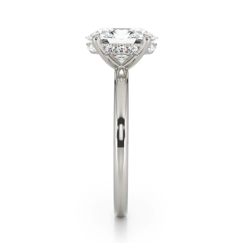 Four Claw Solitaire With Diamond Set Hidden Halo