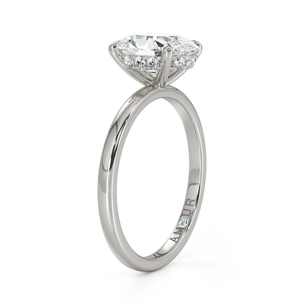 Four Claw Solitaire With Diamond Set Hidden Halo