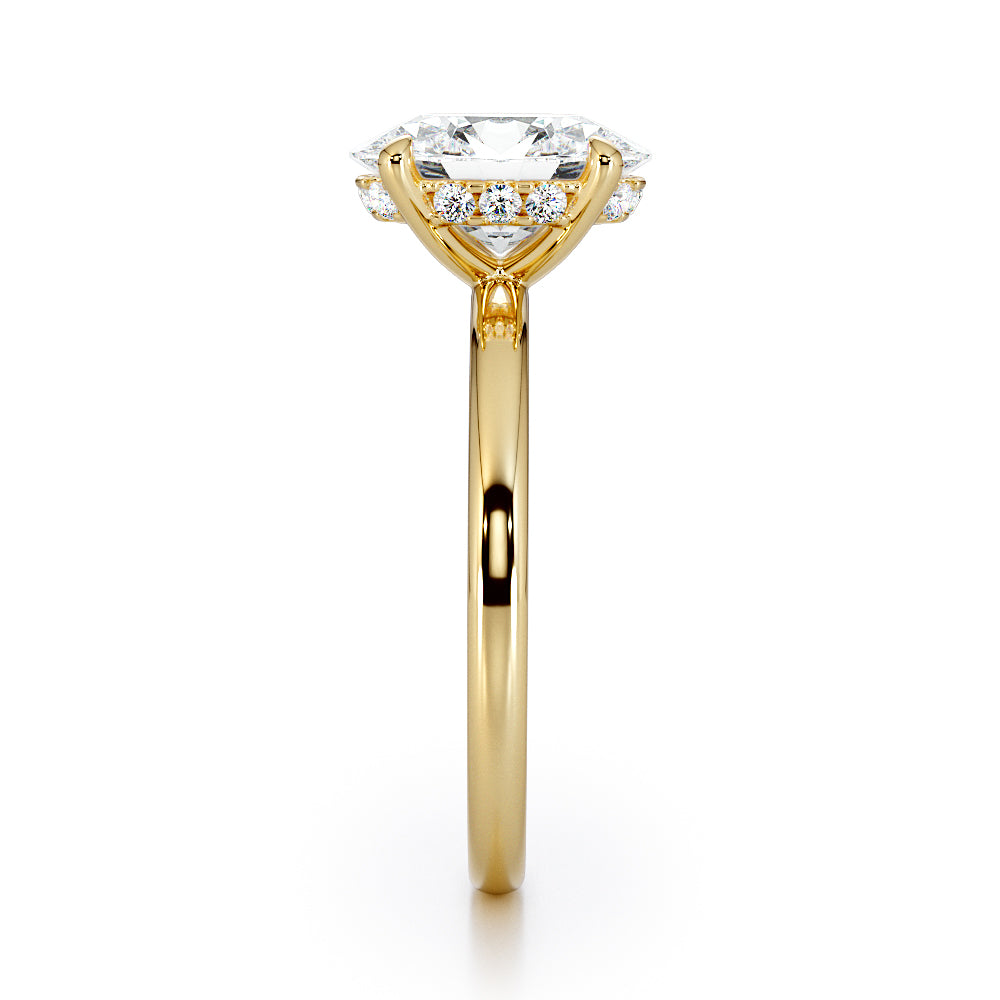Four Claw Solitaire With Diamond Set Hidden Halo