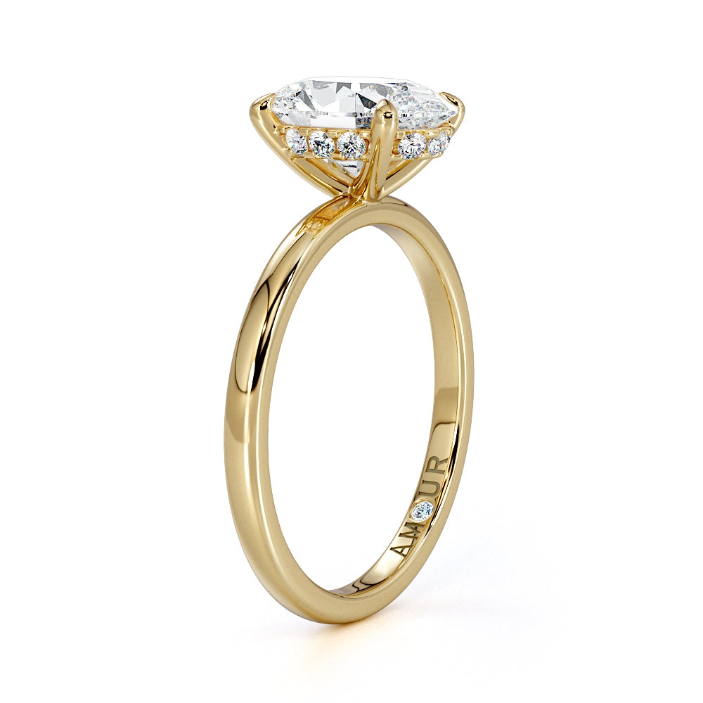 Four Claw Solitaire With Diamond Set Hidden Halo