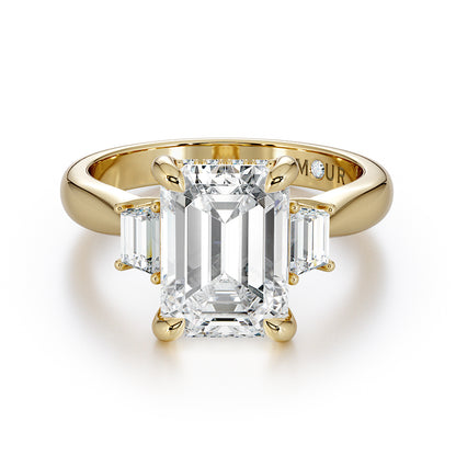 Emerald cut with trapezoid cut shoulder stones