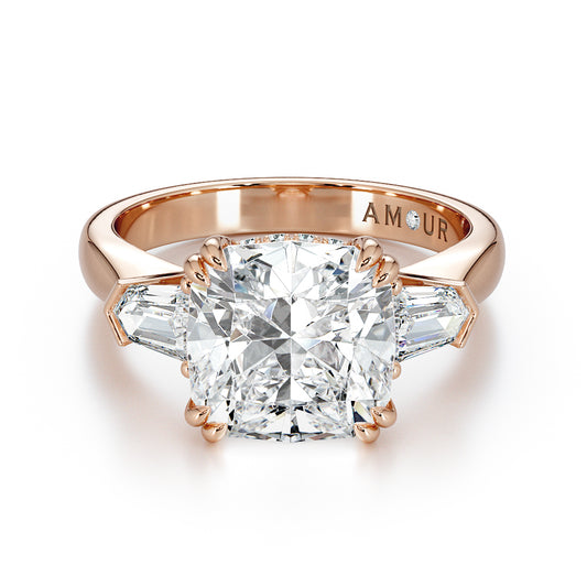 Cushion cut with tapered bullet cut shoulders