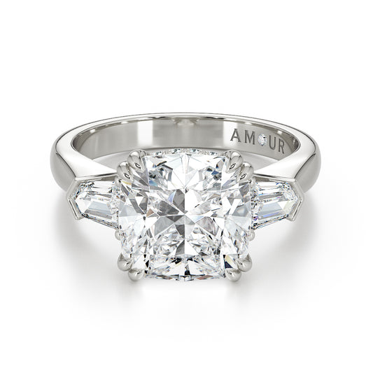 Cushion cut with tapered bullet cut shoulders