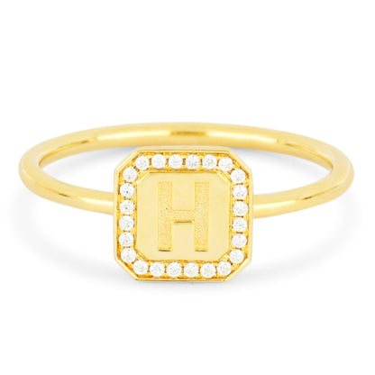 Letter Ring  - Round Brilliant Diamond