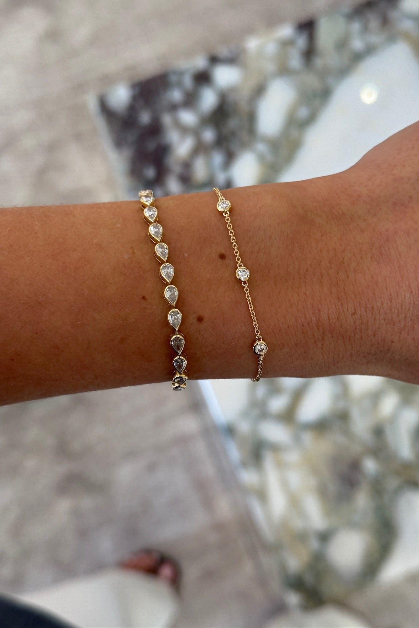 Pear Bezel Diamond Tennis Bracelet