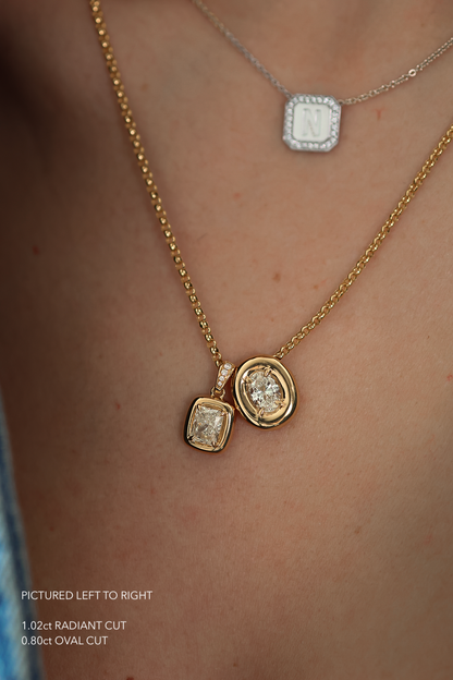 GIA 0.80ct Oval cut Diamond Bubble Sliding Pendant