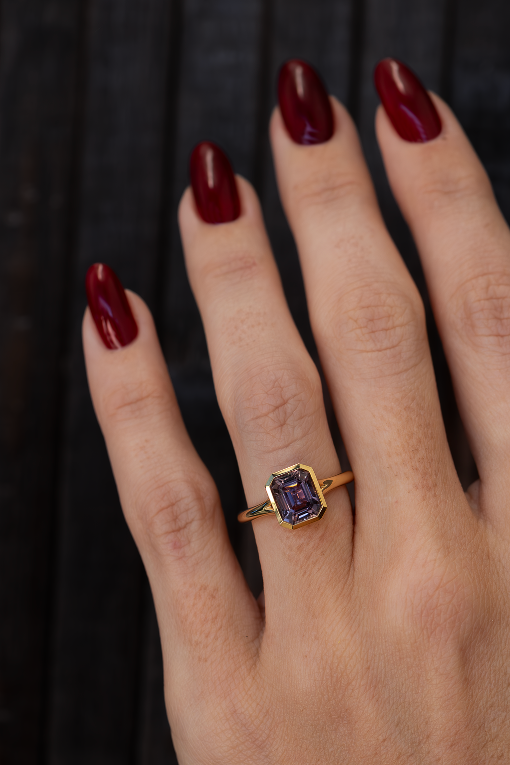 2.31CT Purple Spinel Full Bezel Ring