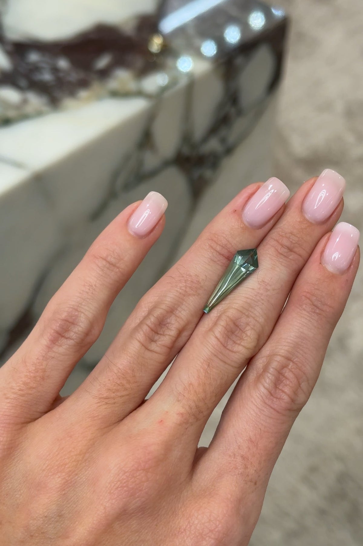 4.33ct Bluish Green Modified Kite Cut Sapphire