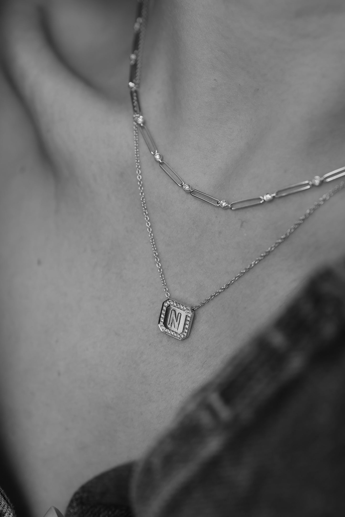 Letter Necklace  - Round Brilliant Diamond